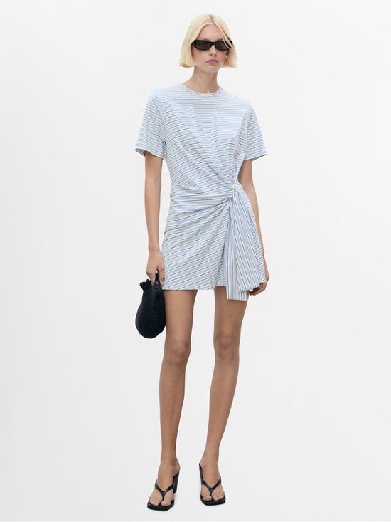 Mango Dresses & Skirts - MANGO Knot Detail Short Striped Dress